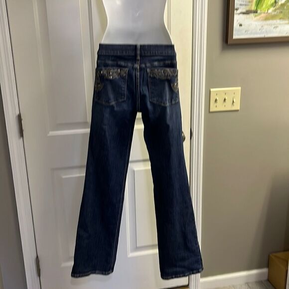 White House Black Market Noir Boot Leg Faded Embroidered Rhinestones Pockets- 8R - Picture 10 of 15